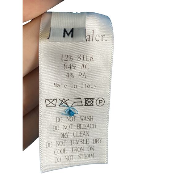 Art Dealer Floral Midi Skirt Silk Blend Satin Ruffle Hem Turquoise Size Medium - Picture 13 of 13